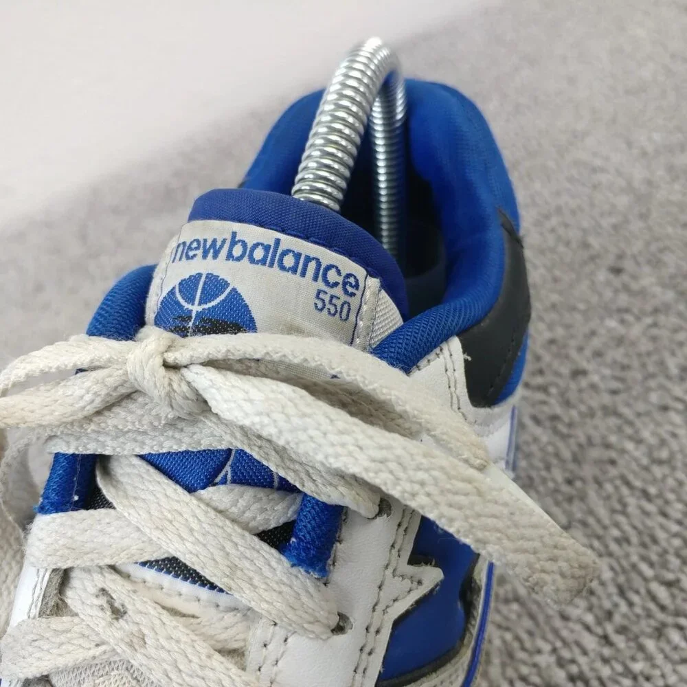 New Balance 550 Mens Size 7 Shoes Low Top White Blue Leather Lace Up Athletic